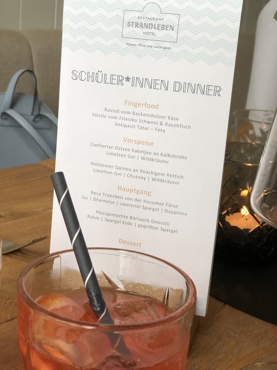 Foto von Menükarte Schüler*innen Dinner