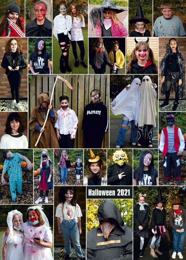 Collage mit Fotos von Kindern in Verkleidung.